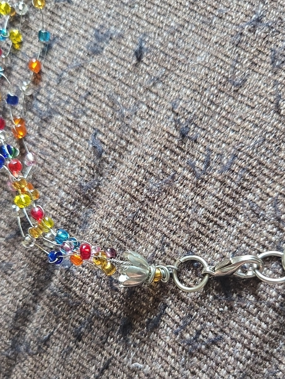 Vintage Artisan Multicolor Glass Bead Layered Necklace Adjustable 💫 - Picture 2 of 4